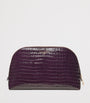 Large Leather Croc-Embossed Cosmetic Case