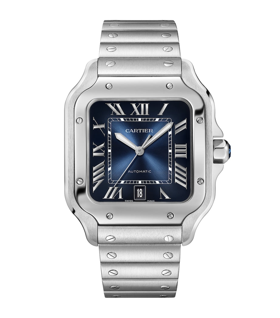 Large Steel Santos de Cartier Watch 39.8mm