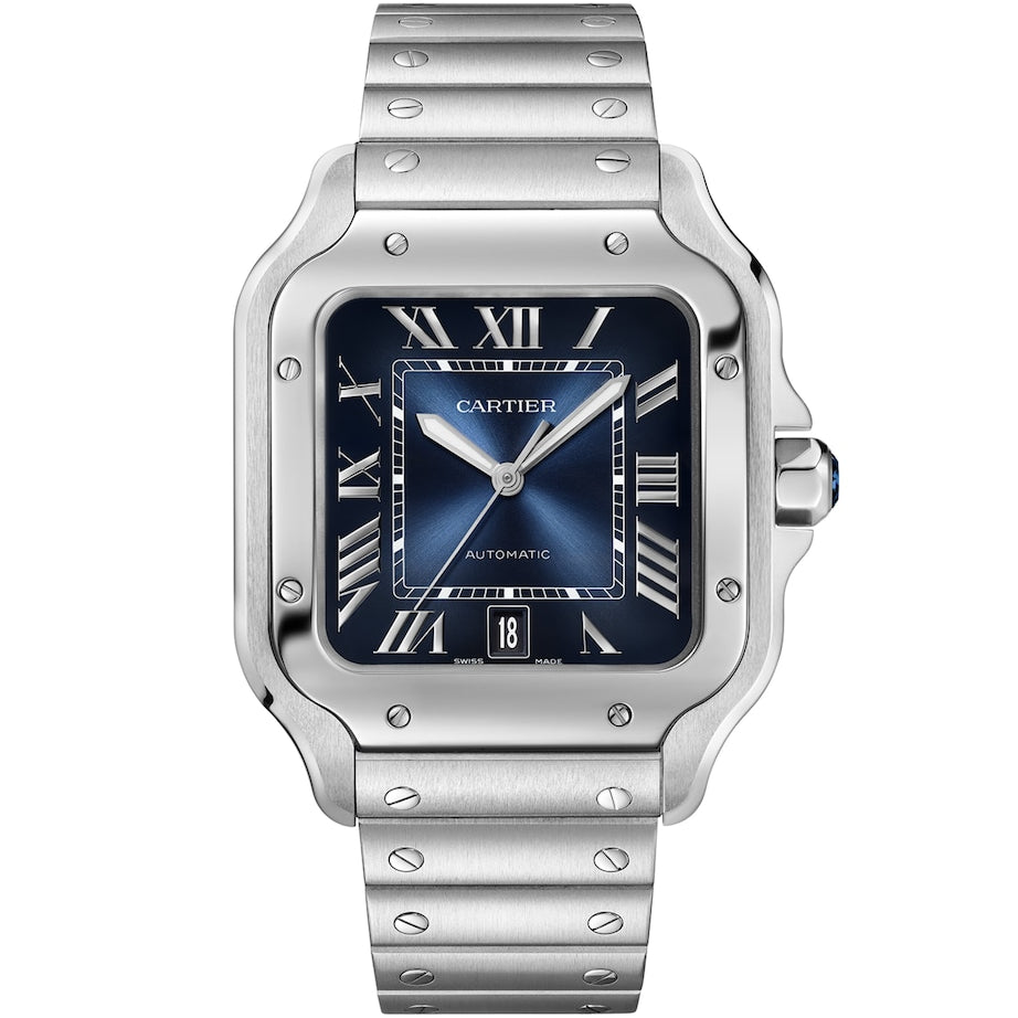 Large Steel Santos de Cartier Watch 39.8mm