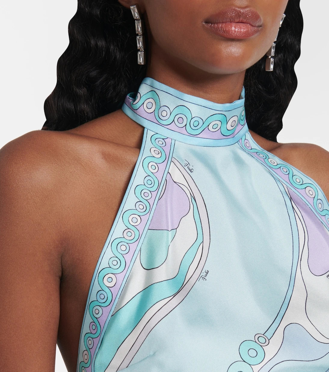 Pucci - Orchidee halterneck silk twill top
