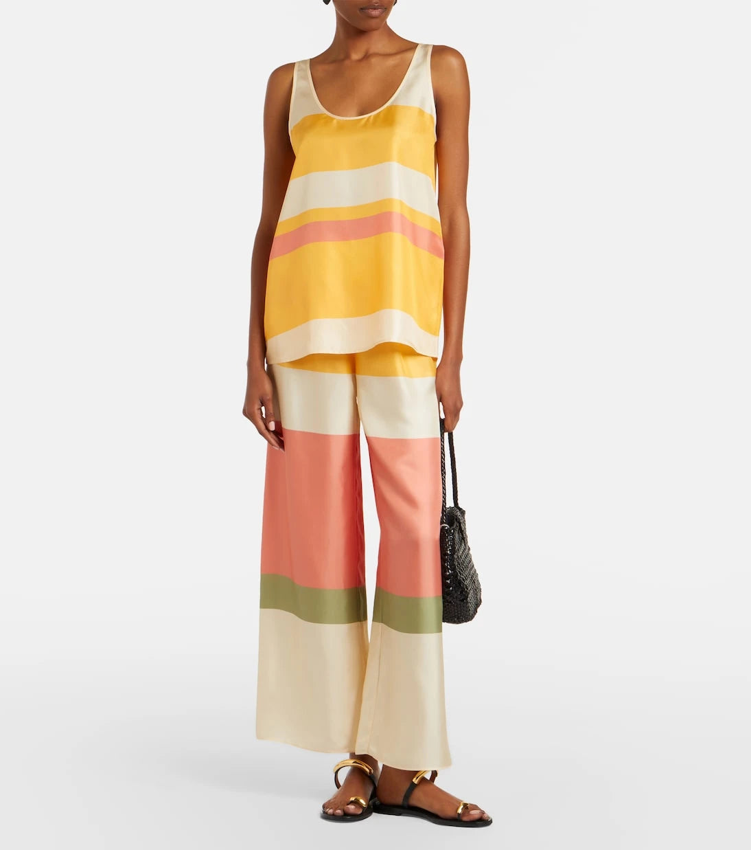 Eres - Sorbets striped silk twill top