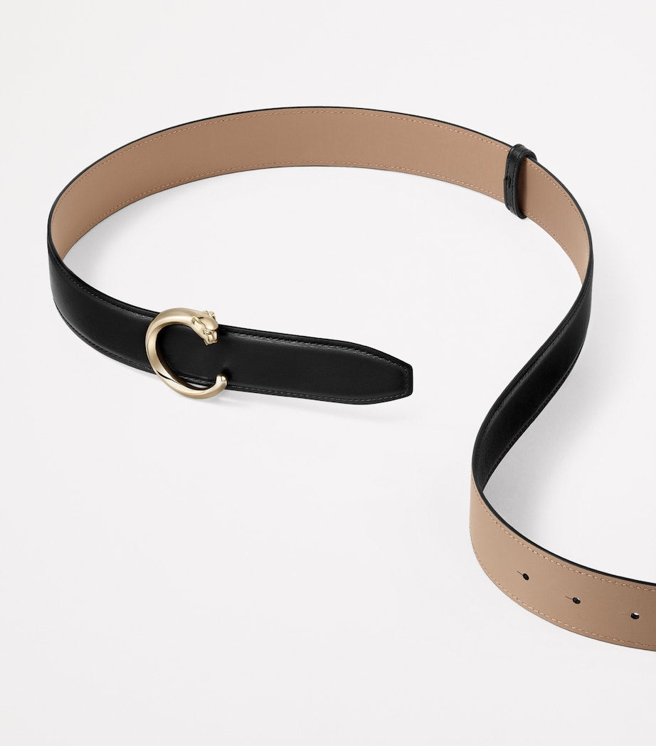Black Leather Panthère de Cartier Belt (85cm)