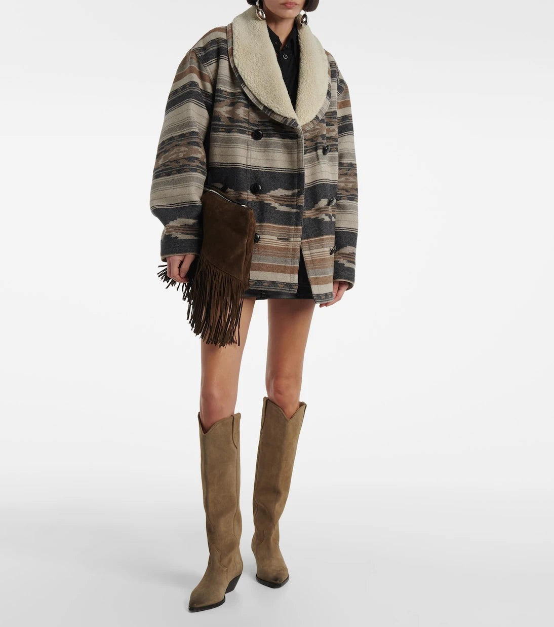 Marant Etoile - Dorcas faux shearling-trimmed peacoat