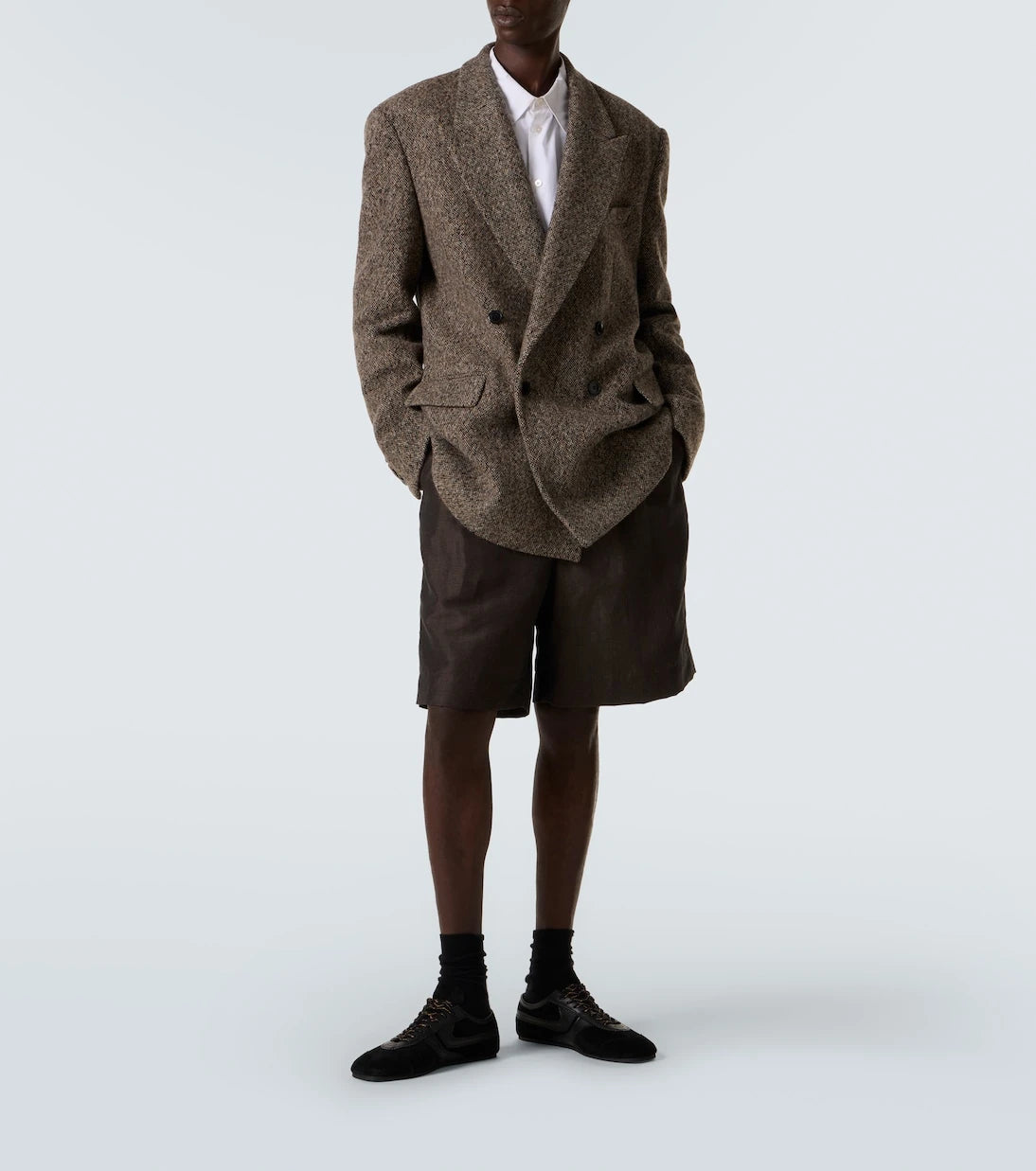 Dries Van Noten - Leather-trimmed suede sneakers
