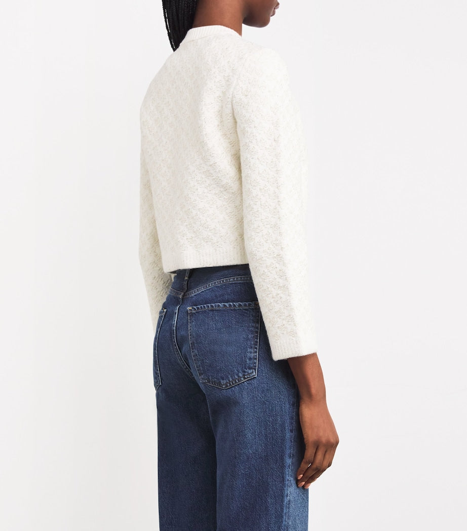 Maje White Tweed-Effect Cardigan