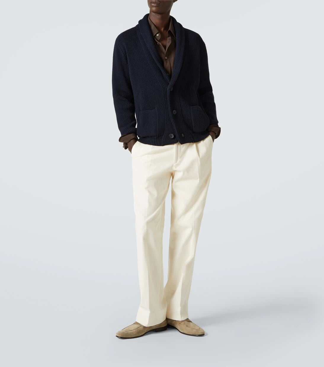 Thom Sweeney - Ribbed-knit wool cardigan