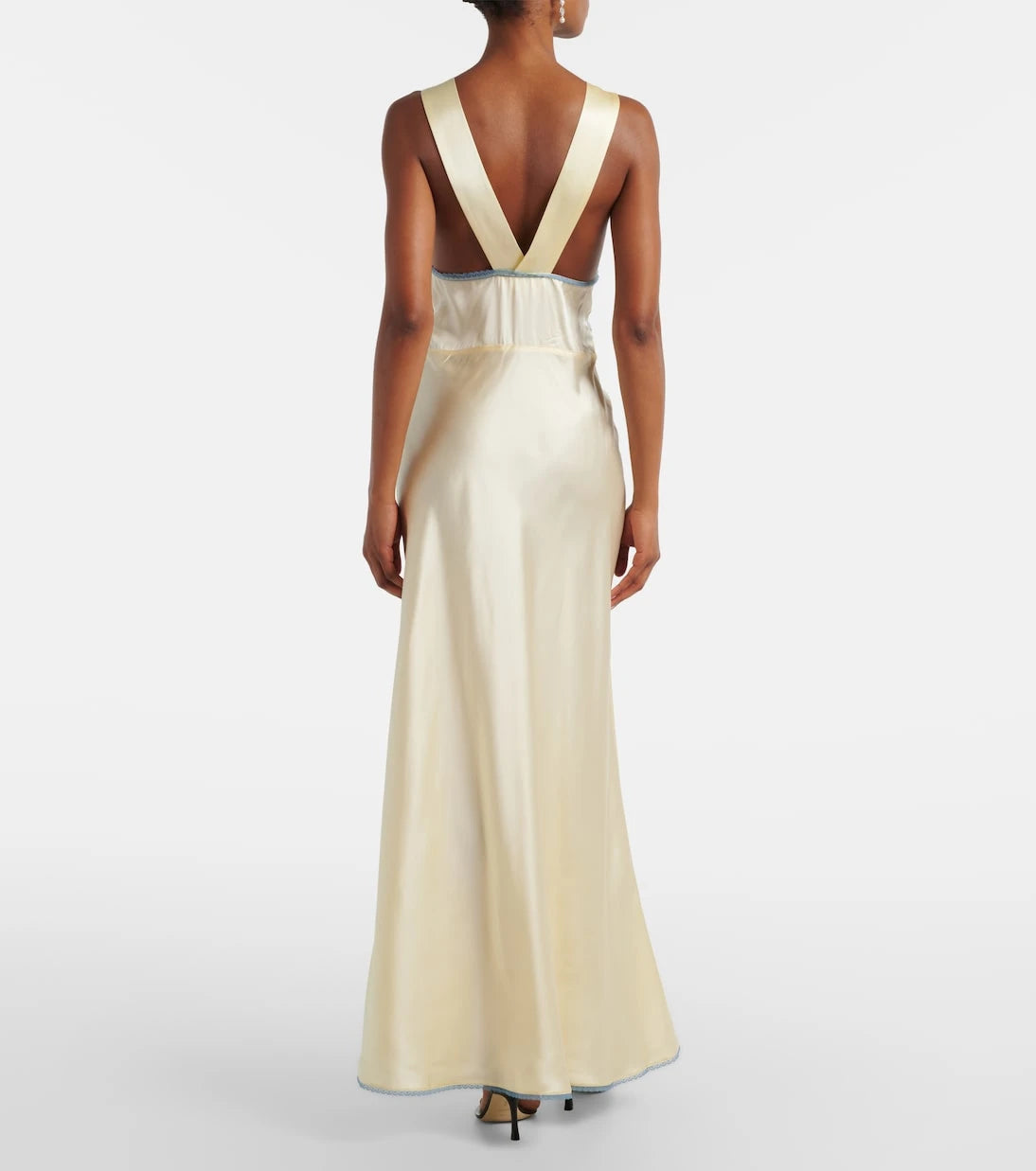 SIR - Lace-trimmed silk maxi dress
