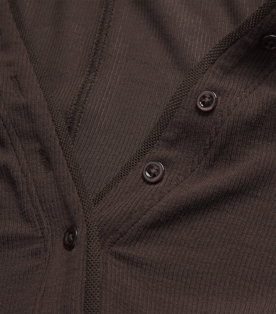 Brown Modal Ribbed Henley T-Shirt