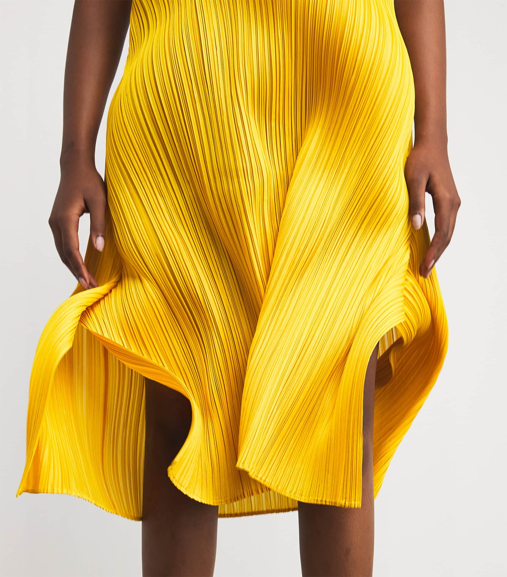 Pleats Please Issey Miyake Yellow Monthly Colors July Midi Dress
