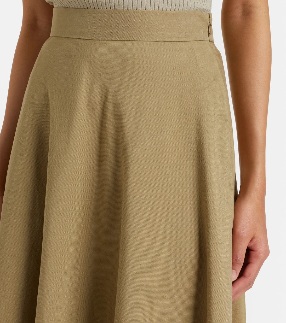 Max Mara - Linen and silk twill midi skirt