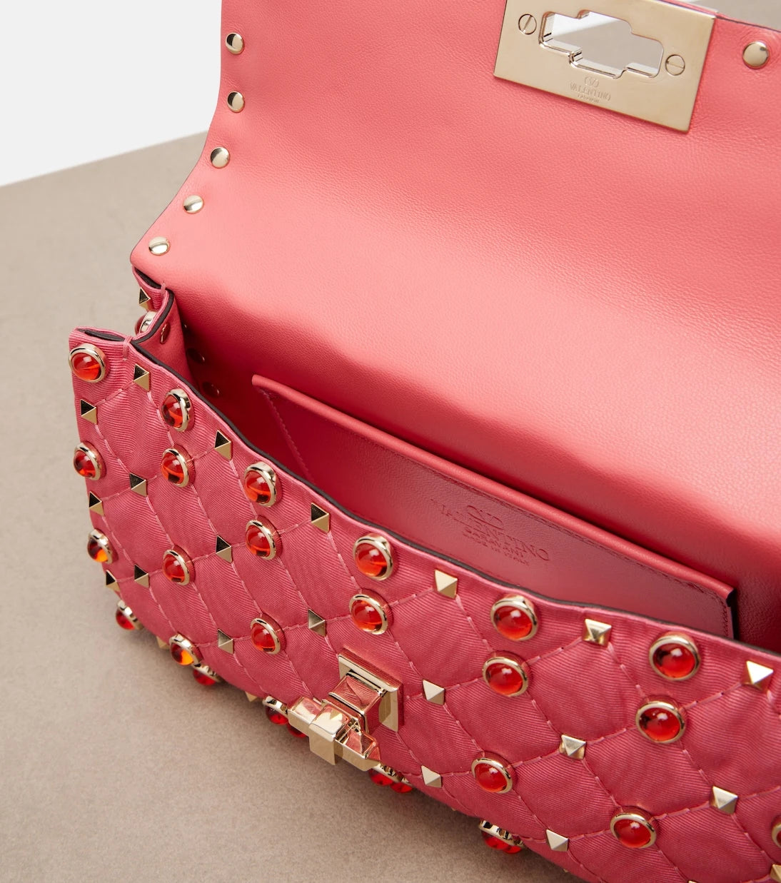 Valentino Garavani - Rockstud Spike Small moiré top-handle bag