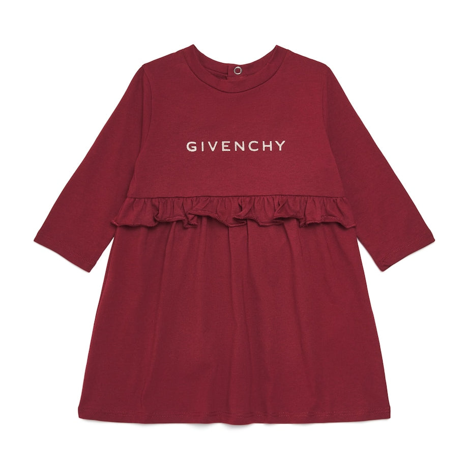 Red Cotton Logo Dress (6 Months-3 Years)