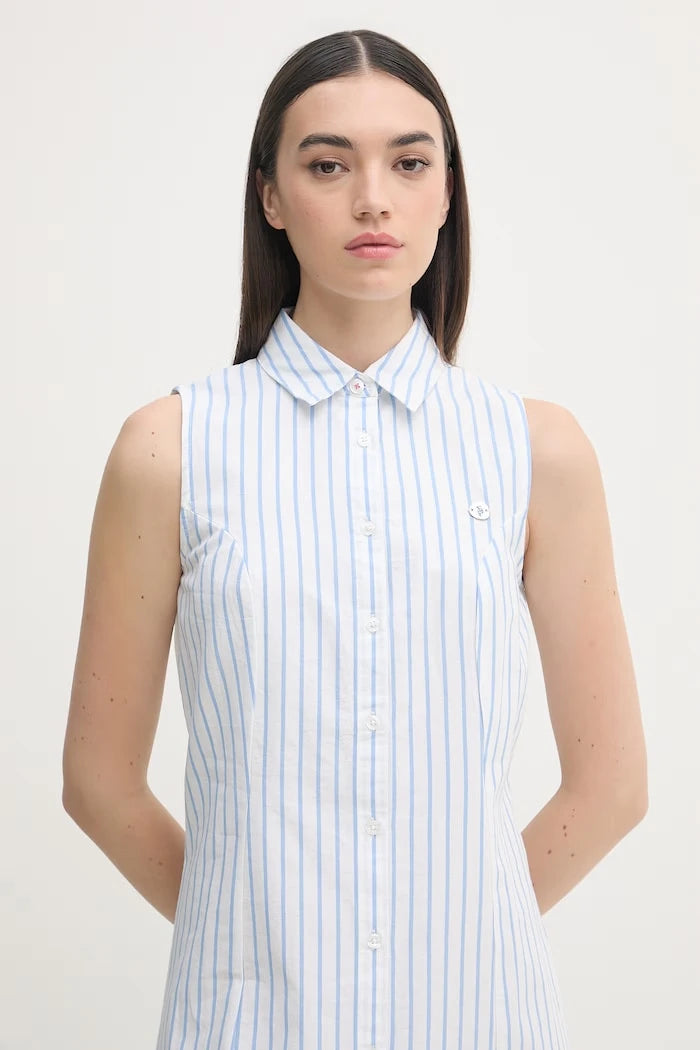 U.S. Polo Assn. pamuklu elbise SLEEVELESS TIE-BACK MIDI