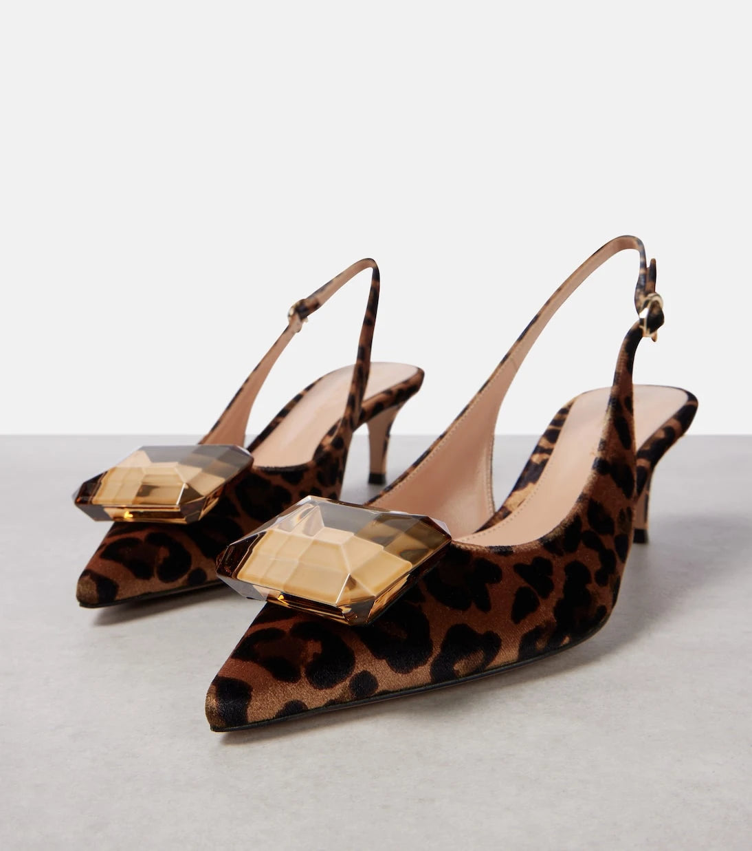 Gianvito Rossi - Jaipur 55 leopard-print velvet slingback pumps