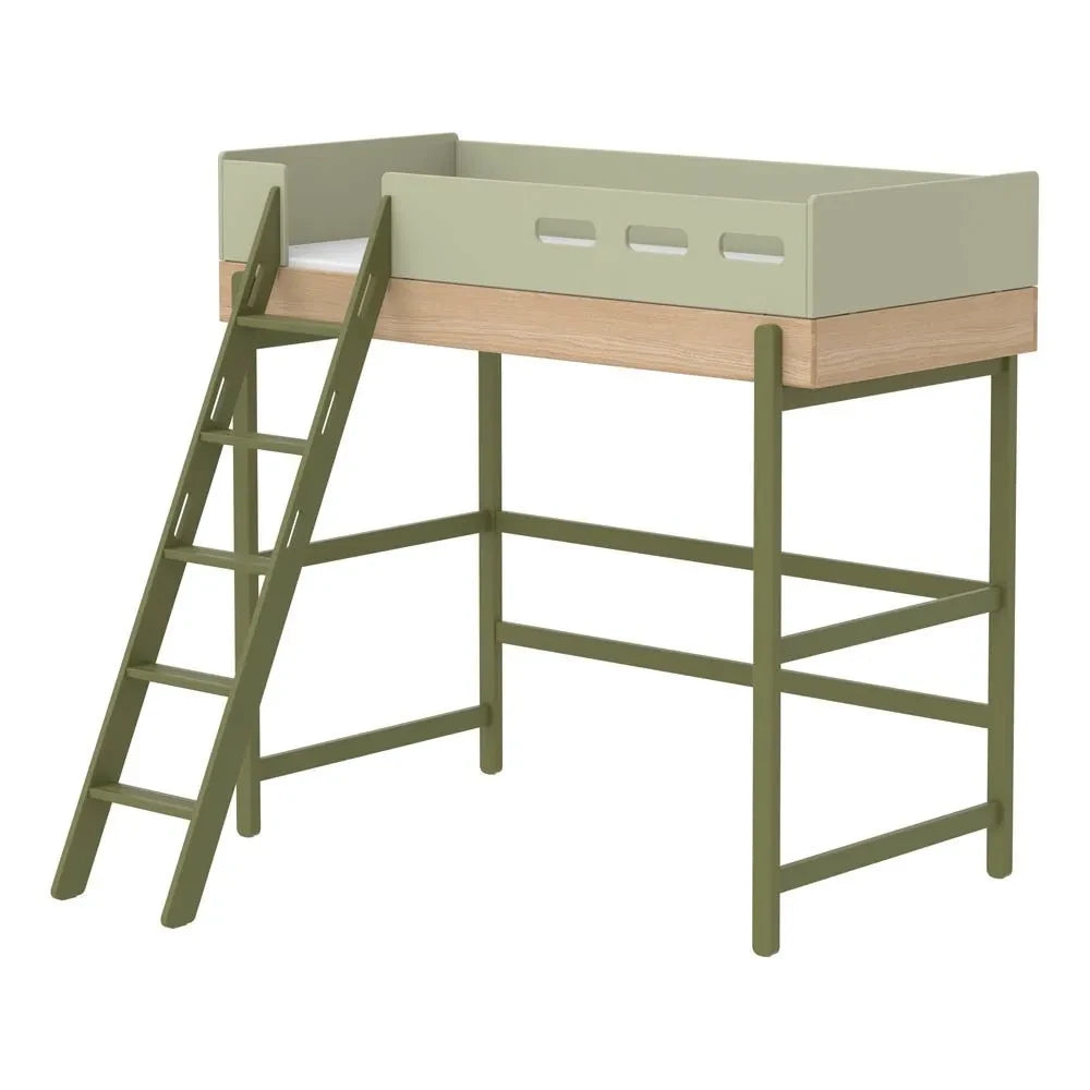 Flexa - Popsicle Mezzanine Bed With Leaning Ladder 90x200cm | Green