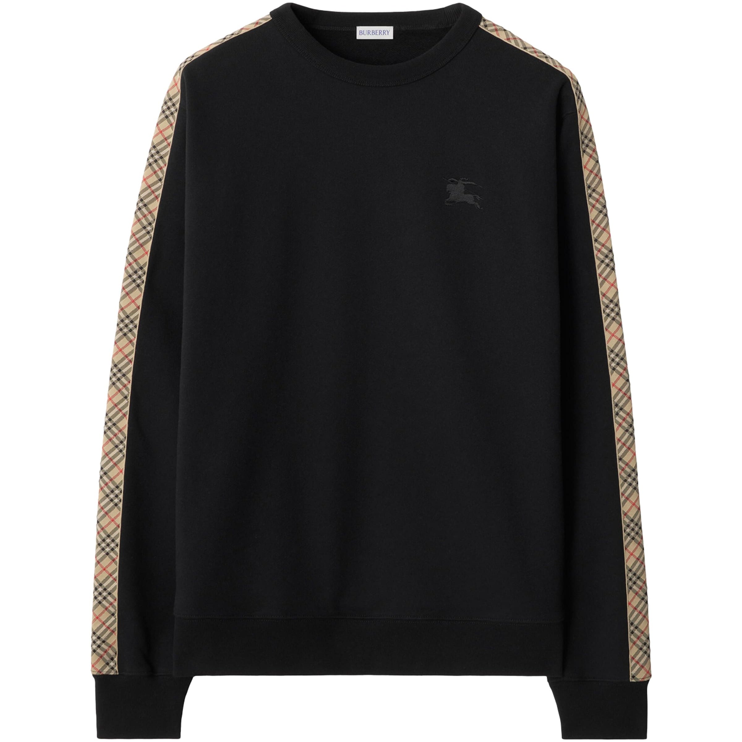 Burberry Black Cotton Check-Trim Sweatshirt