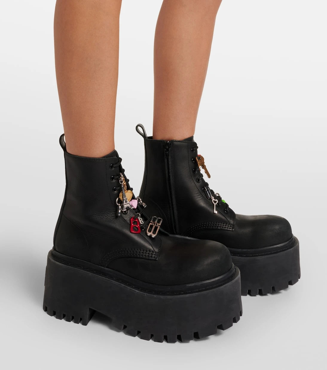 Balenciaga - Embellished leather platform combat boots