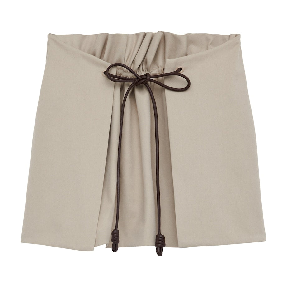 LOEWE Beige Tie-Detail Mini Skirt