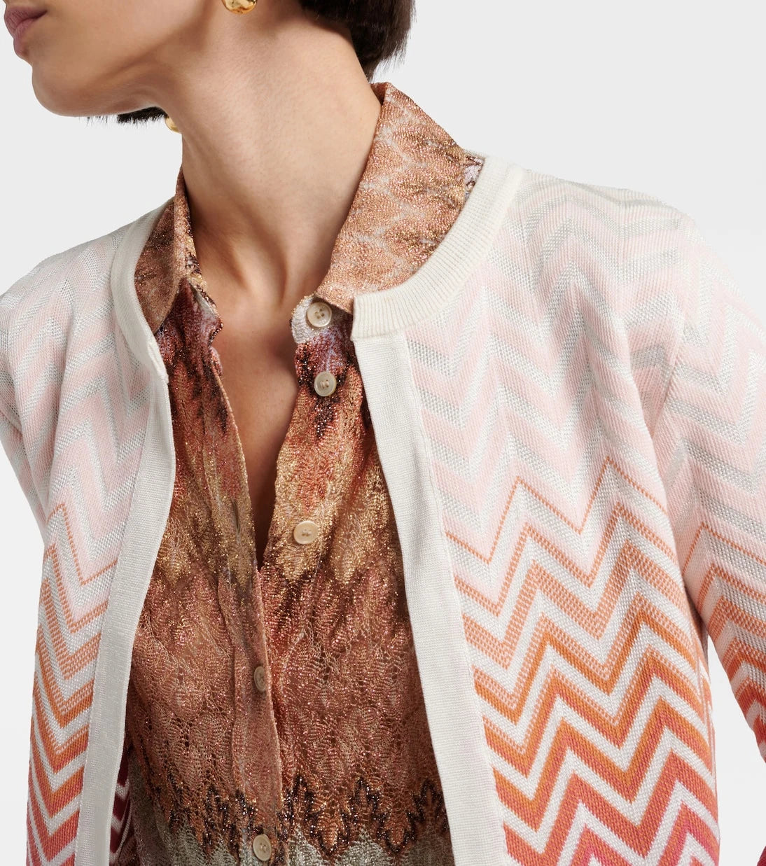 Missoni - سترة كارديغان قطنية مخلوطة بنمط متعرج