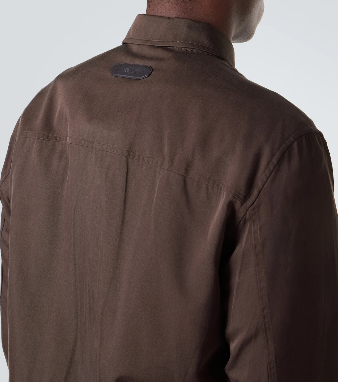 Brioni - Leather-trimmed silk blouson jacket