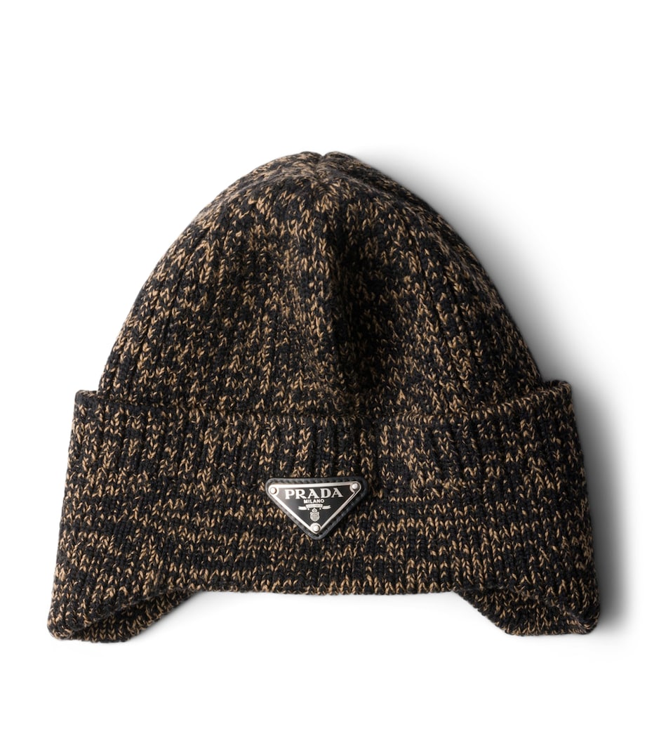 Wool-Blend Mélange Logo Beanie