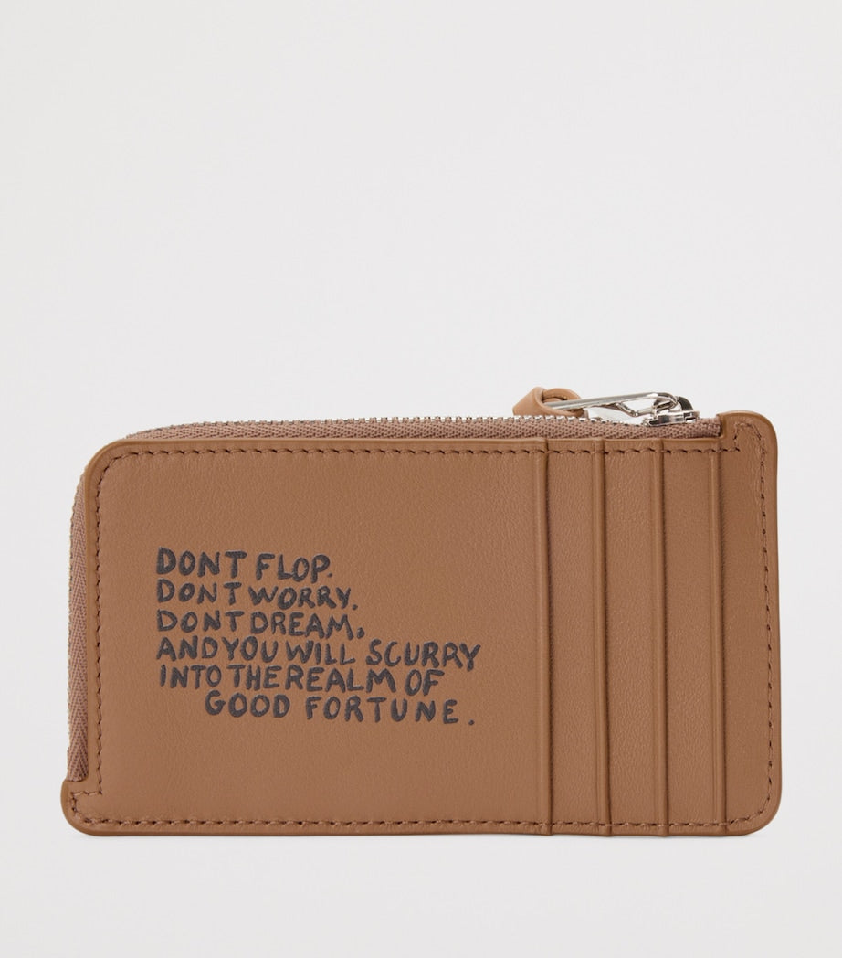 LOEWE Brown Leather Cats Coin Card Holder