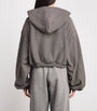 Alexander Wang Grey Stretch-Cotton Oversized Cropped Hoodie