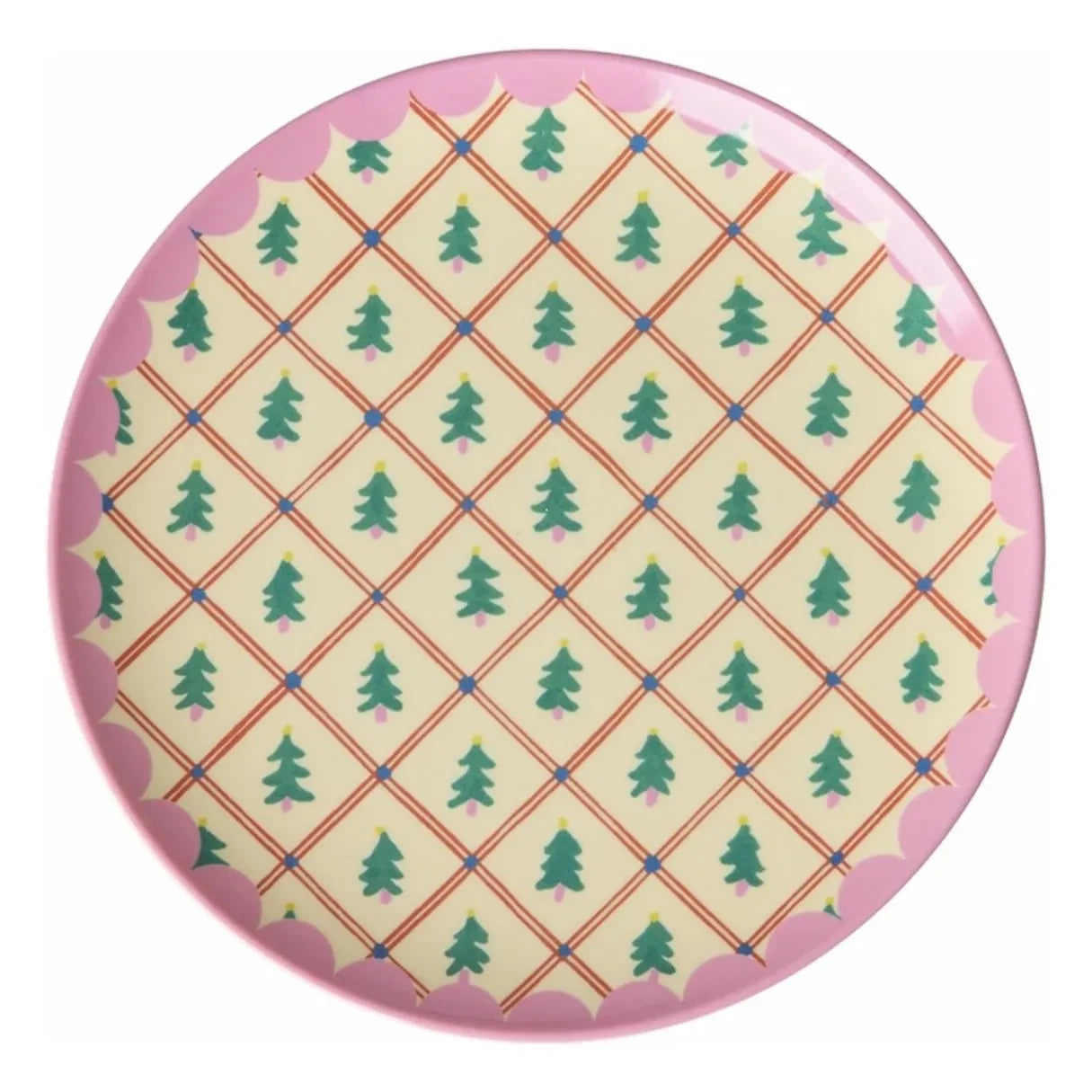 Rice - Melamine dessert plate Fir trees | Cream