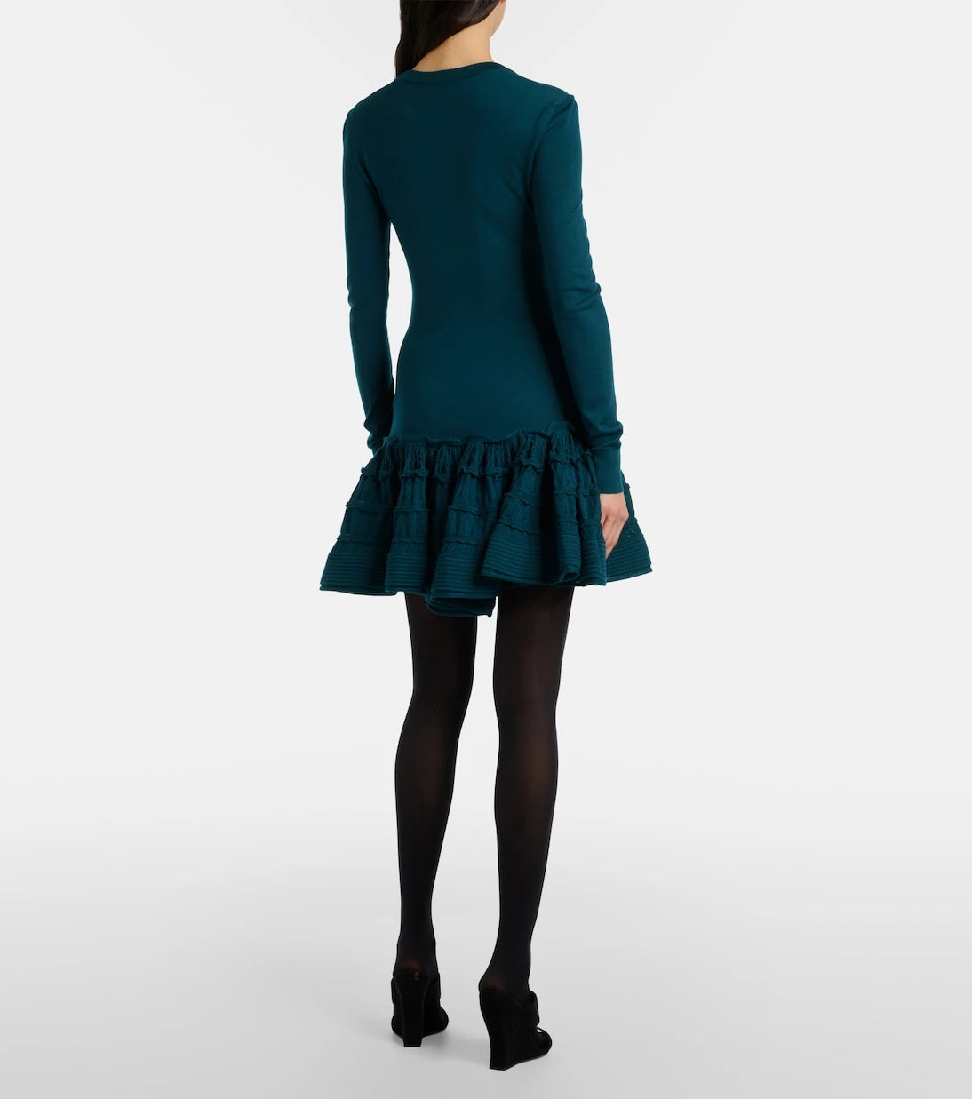 Alaïa - Ruffled wool-blend minidress