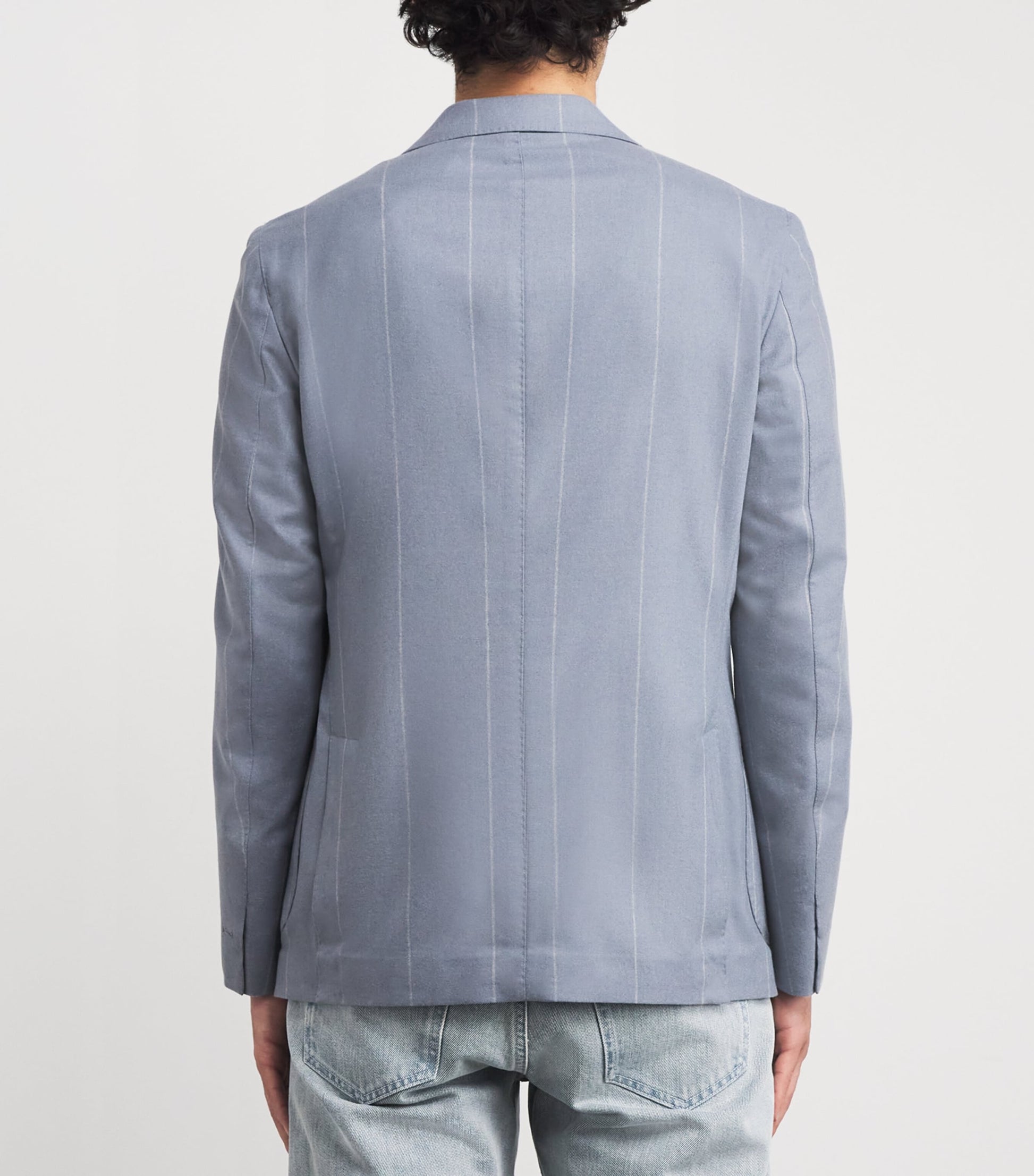Eleventy Blue Wool-Silk-Cashmere Stripe Blazer