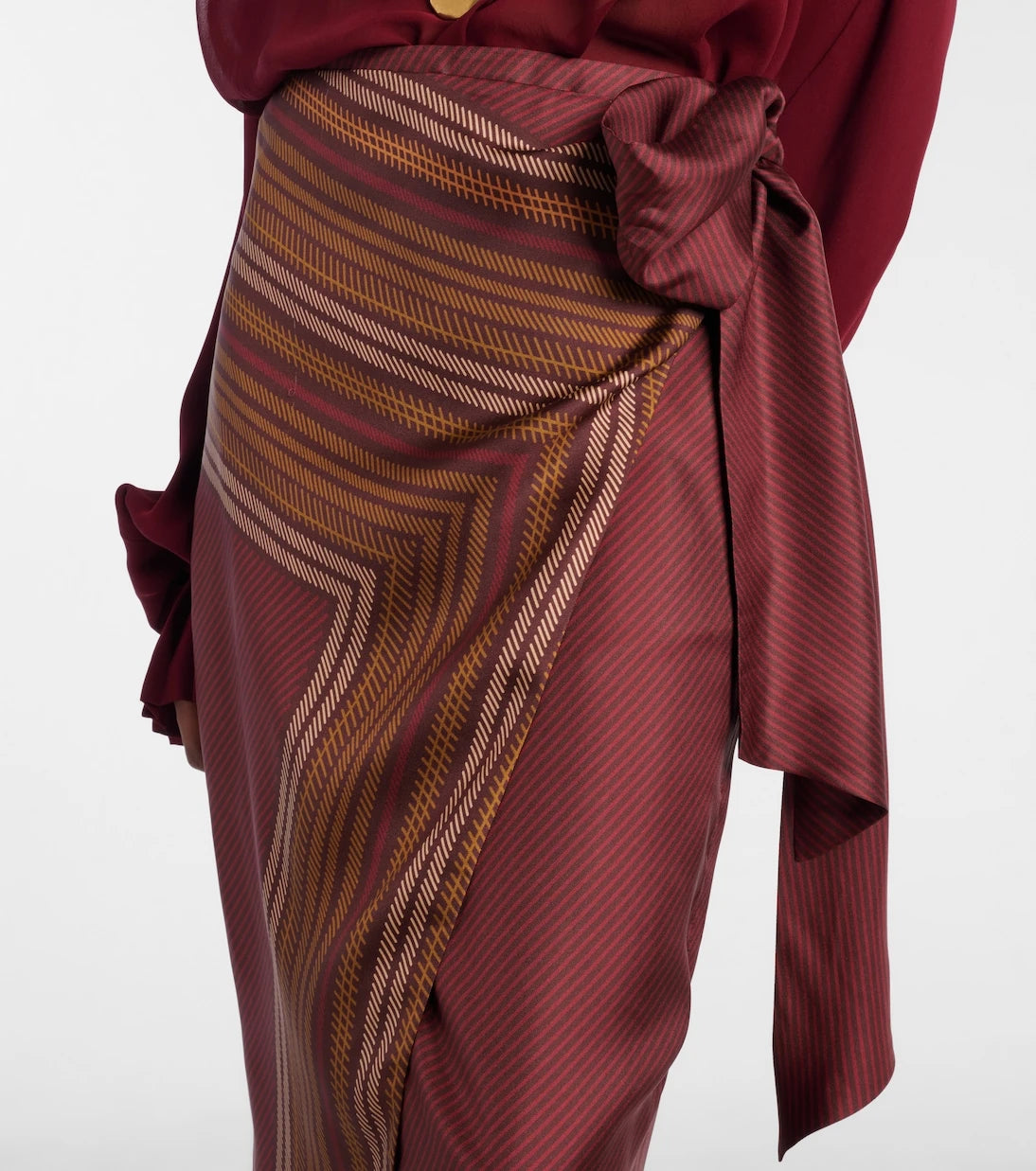 Max Mara - Edro striped silk wrap skirt