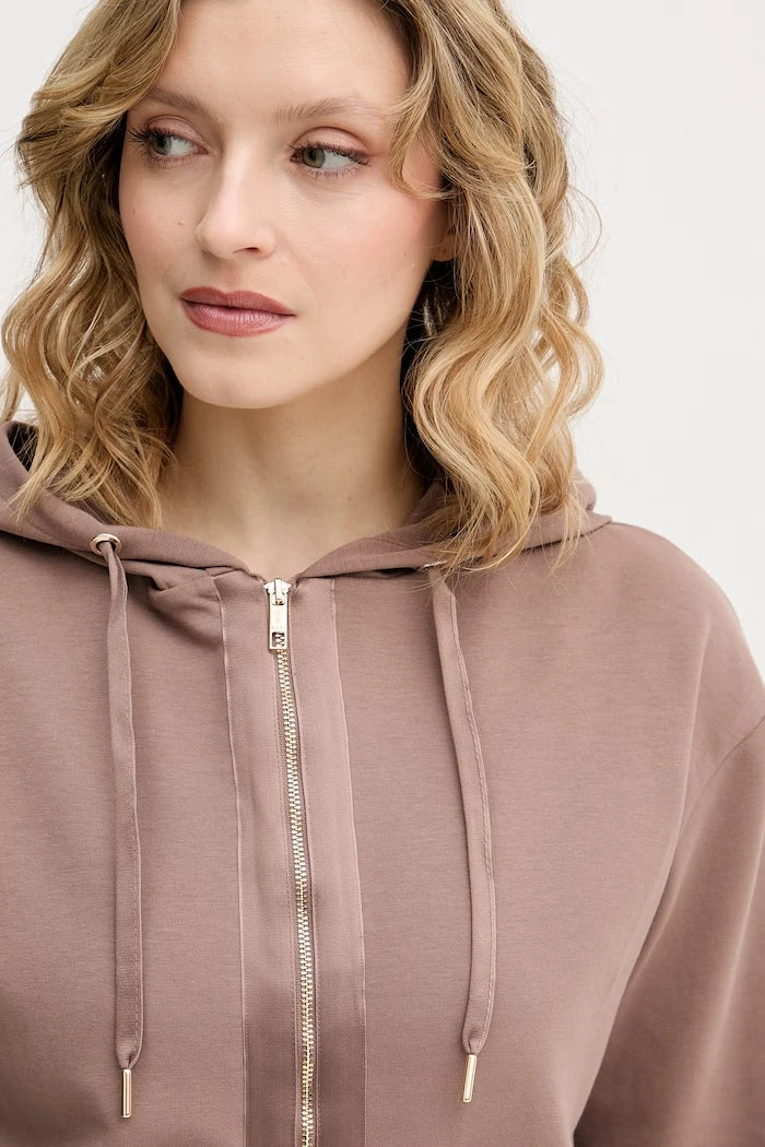 BOSS kadın pamuklu kapüşonlu fermuarlı sweatshirt Shiny B Jacket H