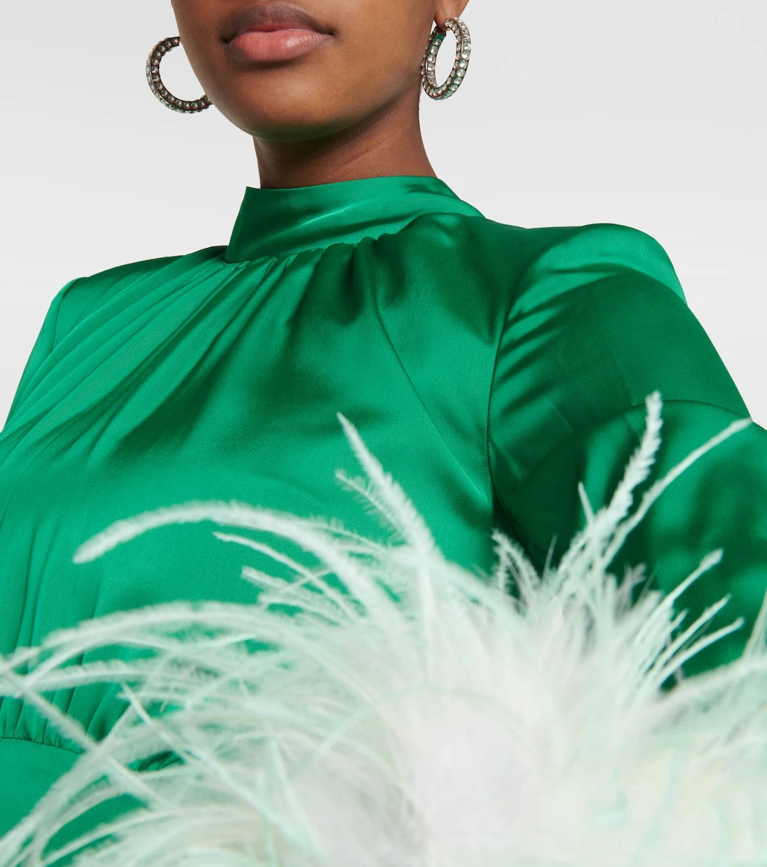 Self-Portrait - Feather-trimmed satin gown