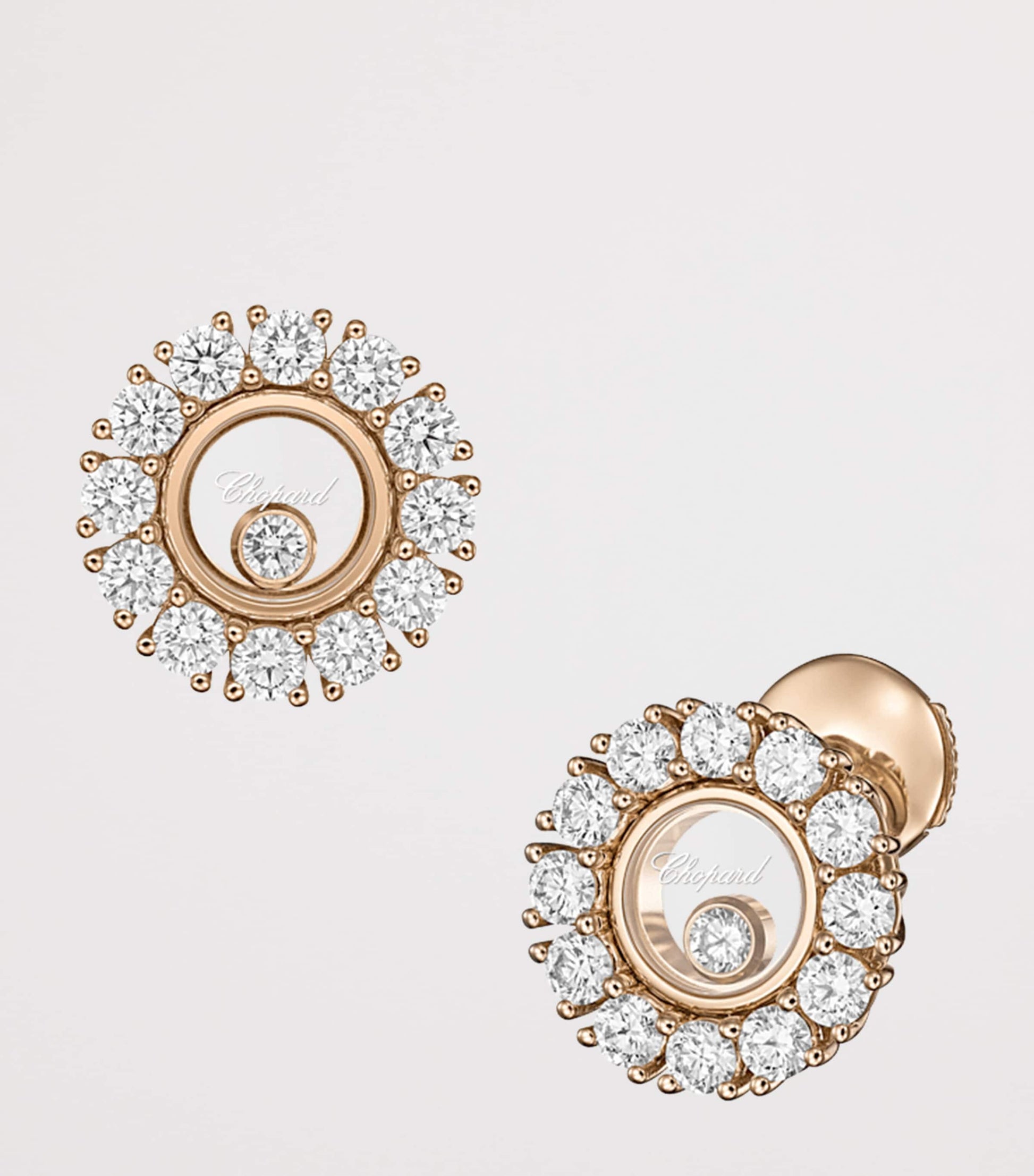 Chopard Rose Gold and Diamond Happy Diamonds Icons Joaillerie Stud Earrings