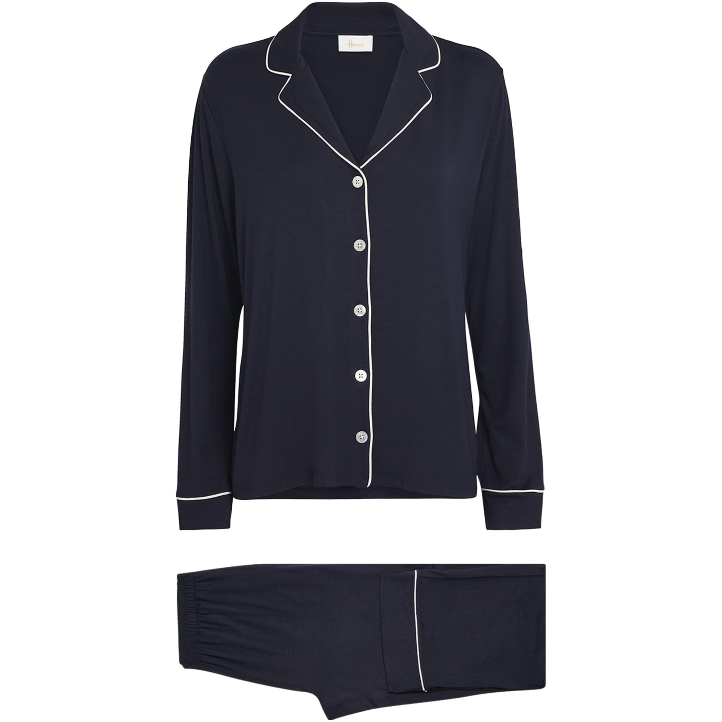 Harrods Navy Jersey Classic Pyjama Set