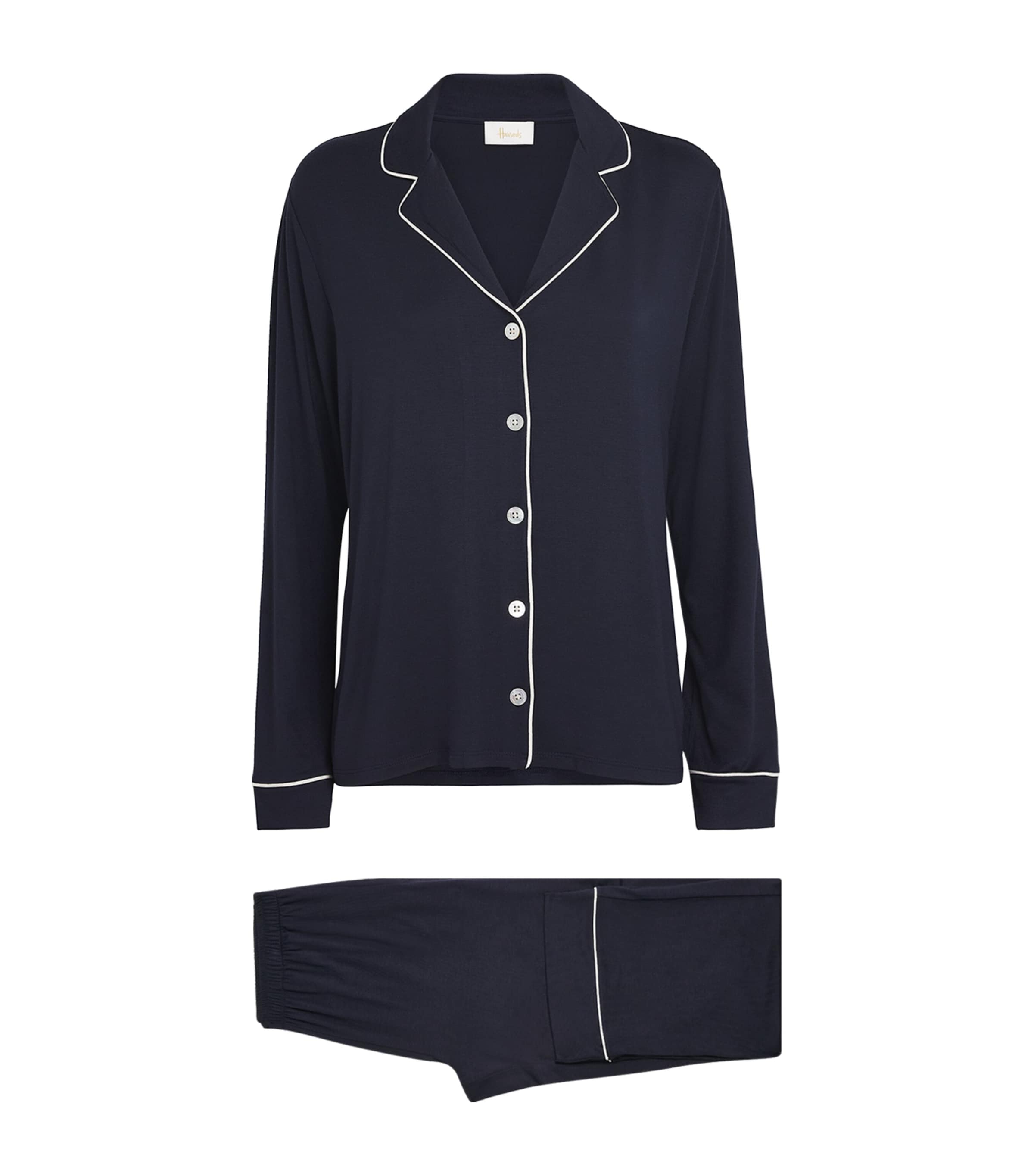 Harrods Navy Jersey Classic Pyjama Set