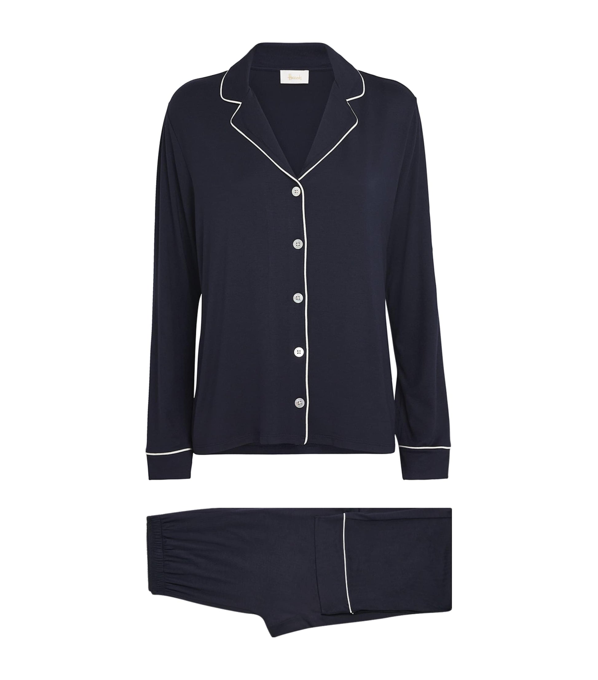 Harrods Navy Jersey Classic Pyjama Set