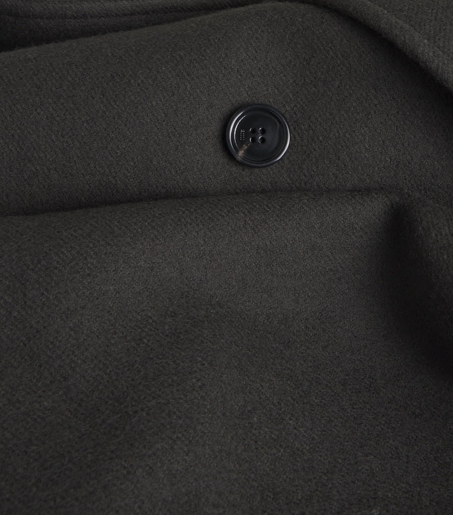 Black Boiled Wool Overcoat