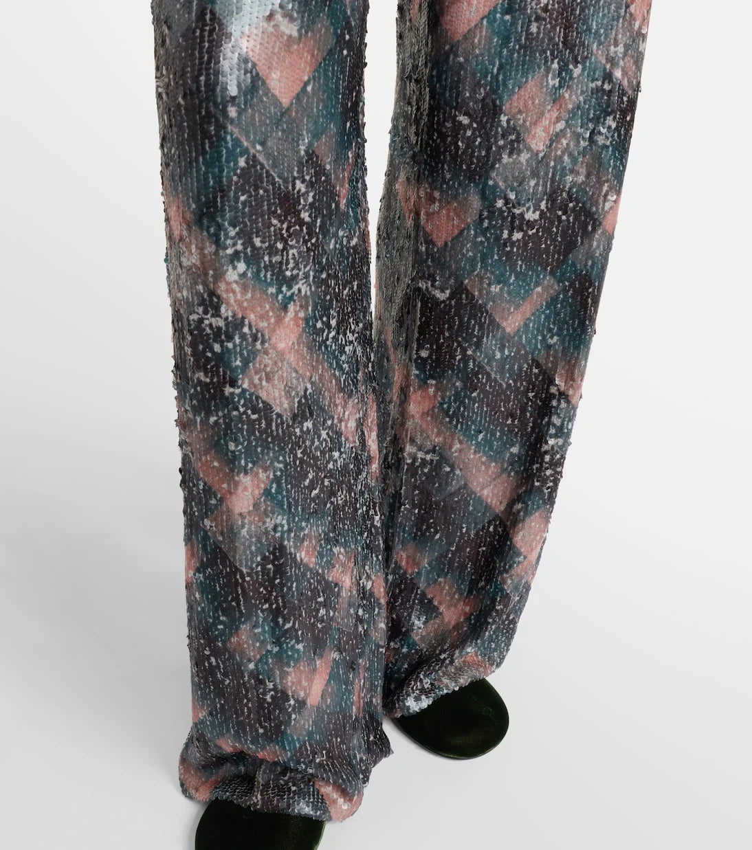 Dries Van Noten - Checked sequined palazzo pants