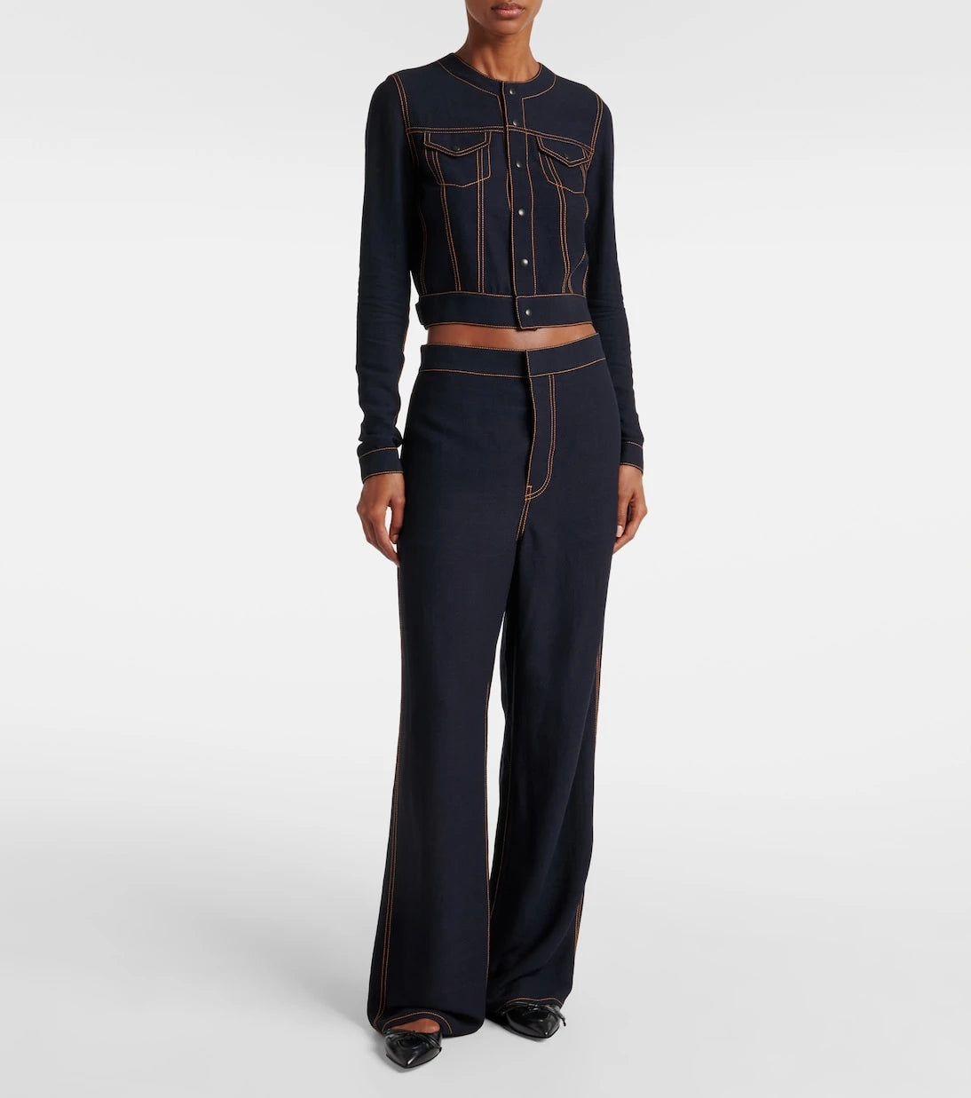 Alaïa - Tailored wool-blend georgette wide-leg pants
