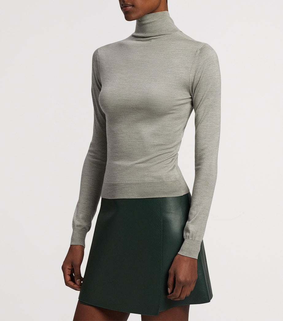 Ralph Lauren Collection Grey Mulberry Silk-Blend Turtleneck Sweatshirt