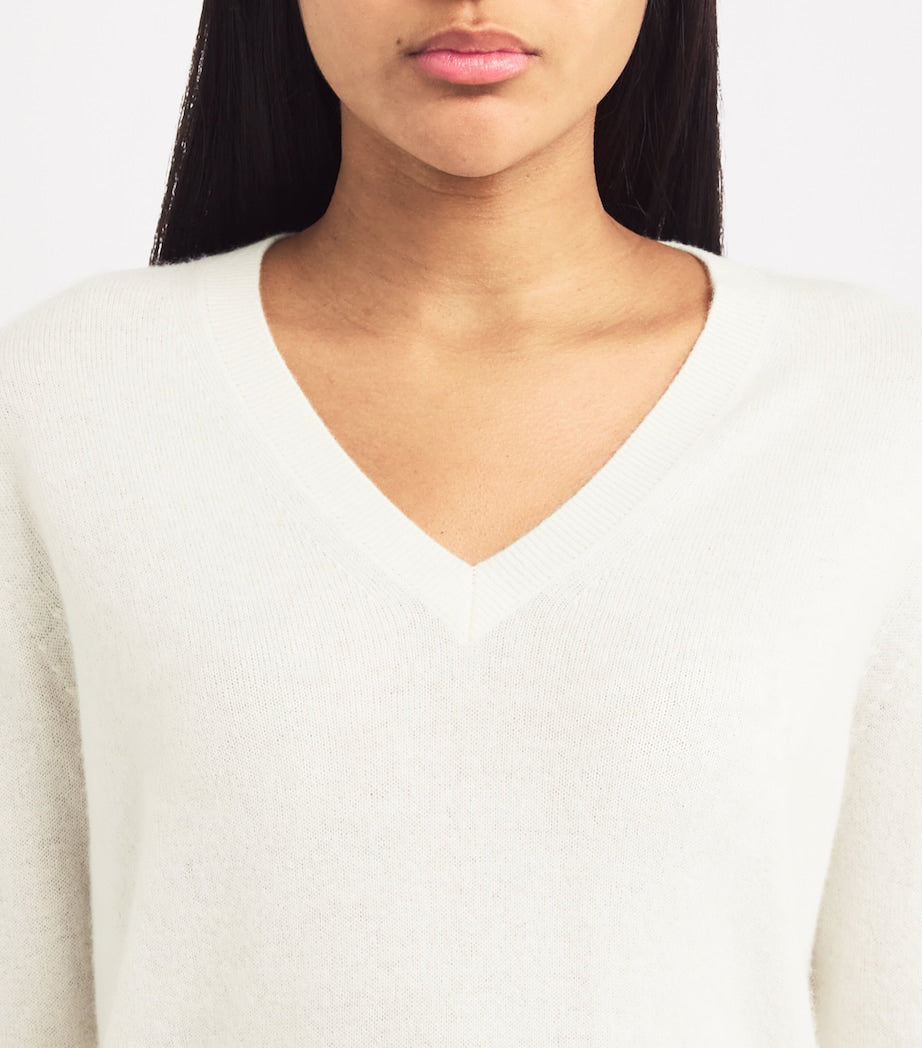 Ivory Cashmere V-Neck Sweater