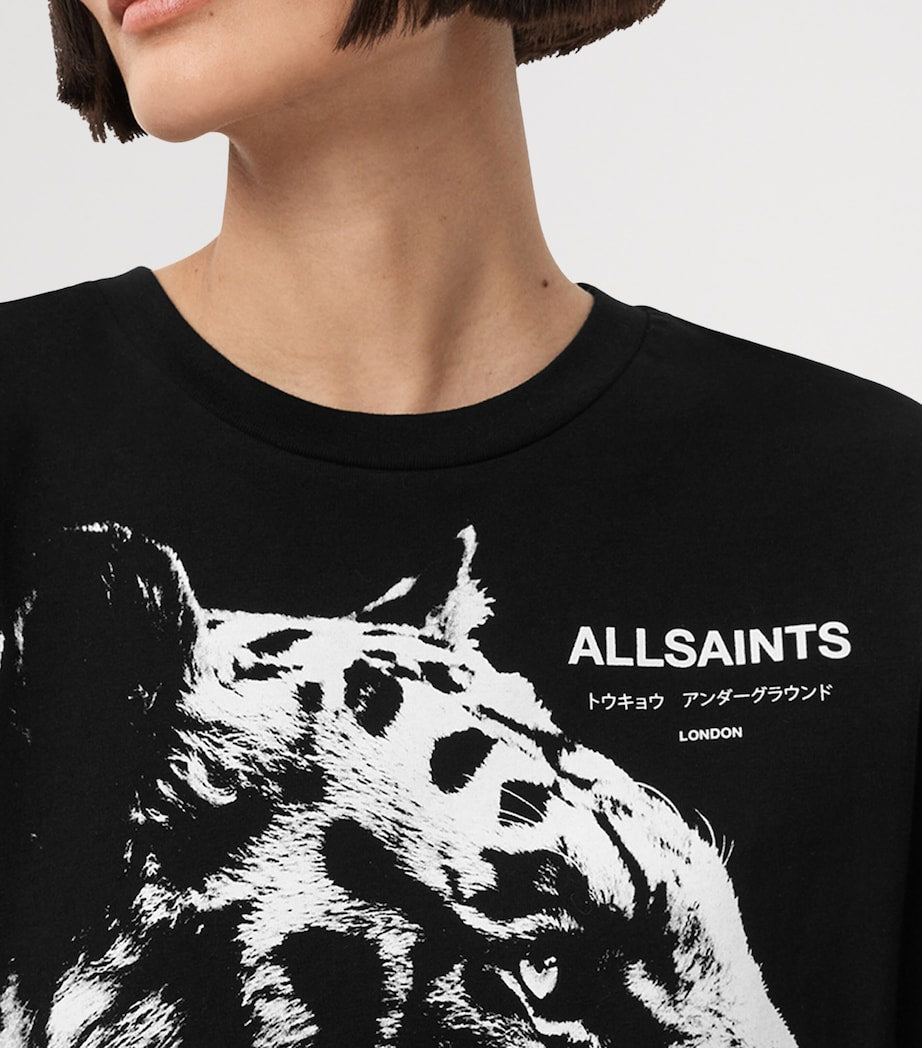 AllSaints Black Organic Cotton Ivana Naiema T-Shirt Dress
