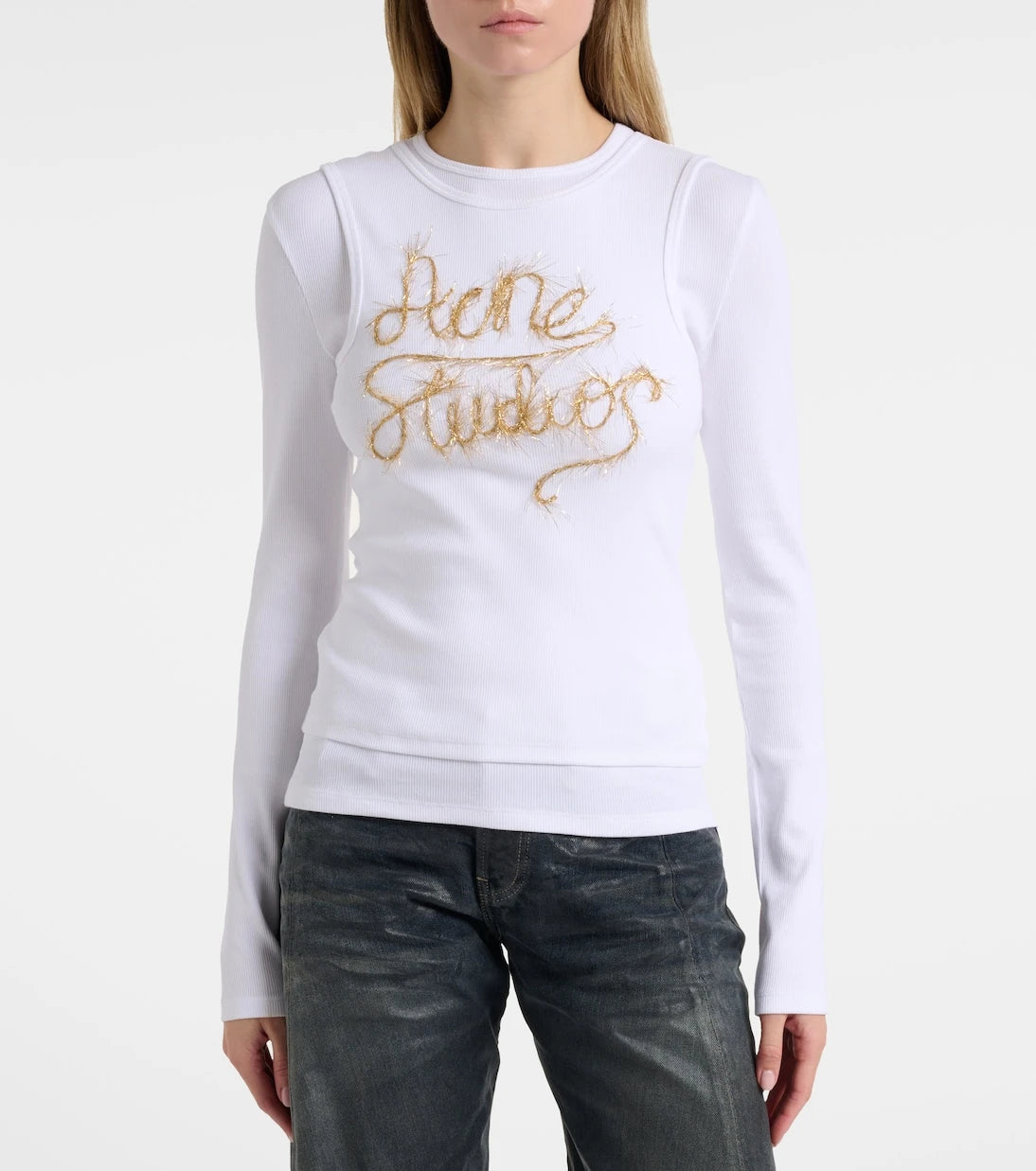 Acne Studios - Logo layered cotton-blend top