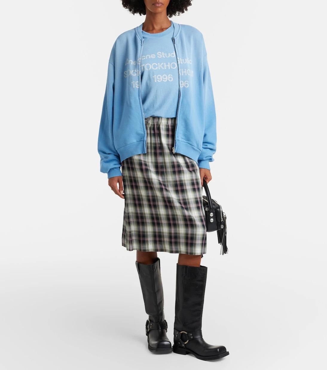 Acne Studios - سويت شيرت بقصة فضفاضة وسحاب، من مزيج القطن
