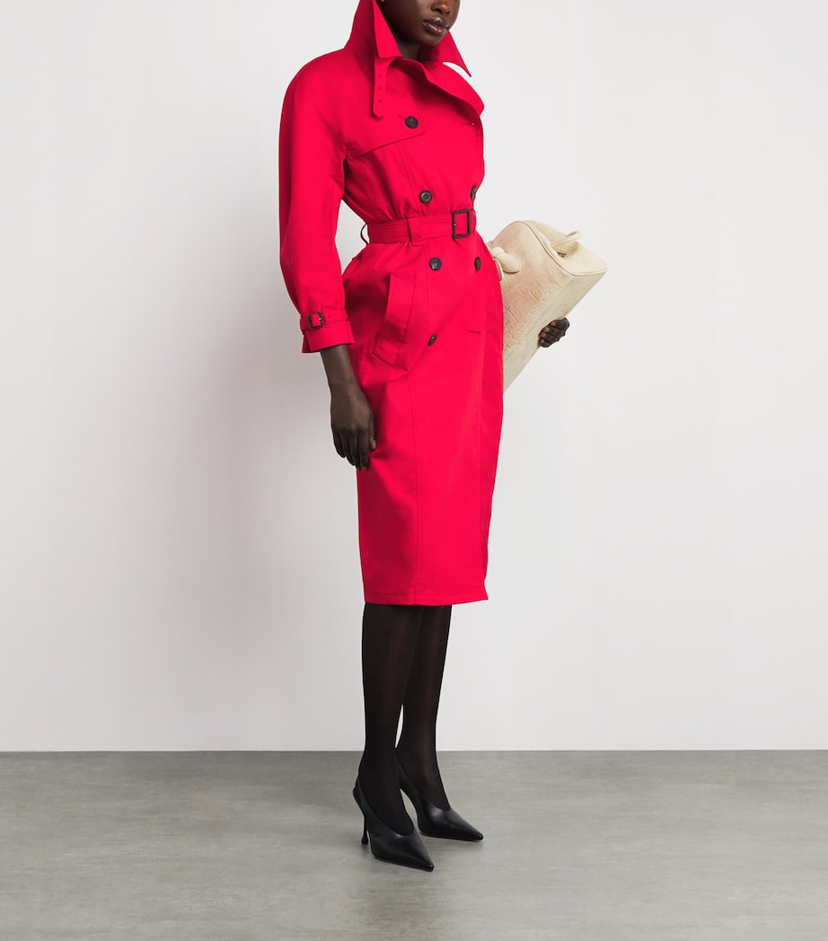Red Cotton-Blend Trench Coat