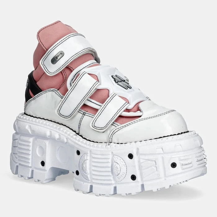 New Rock CHAROL ARRUGADO BLANCO, NOBUCK ROSA, TANK Deri Spor Ayakkabı