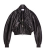 Givenchy Black Leather Shawl-Collar Bomber Jacket