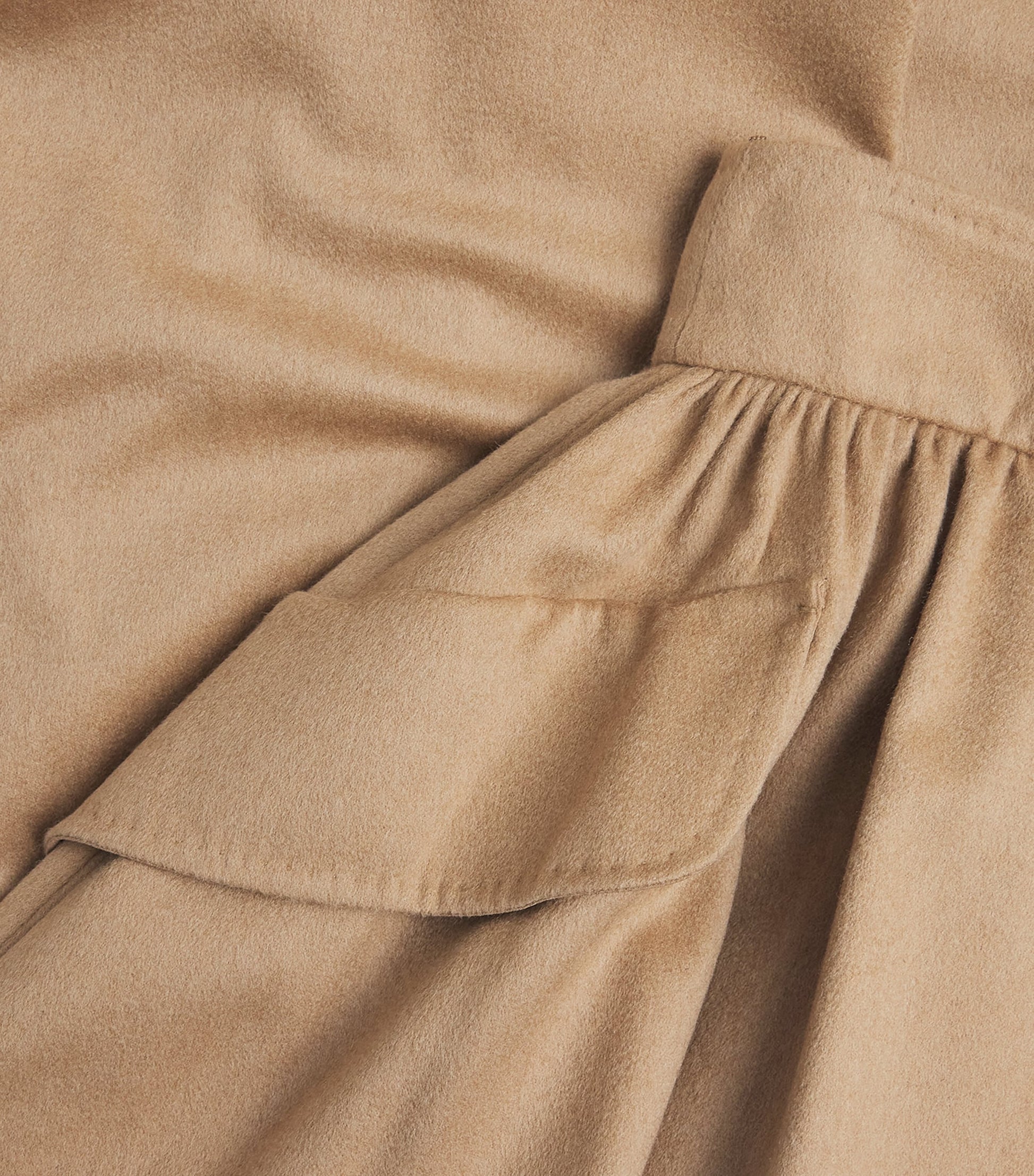 Beige Camel Wool Maxi Skirt