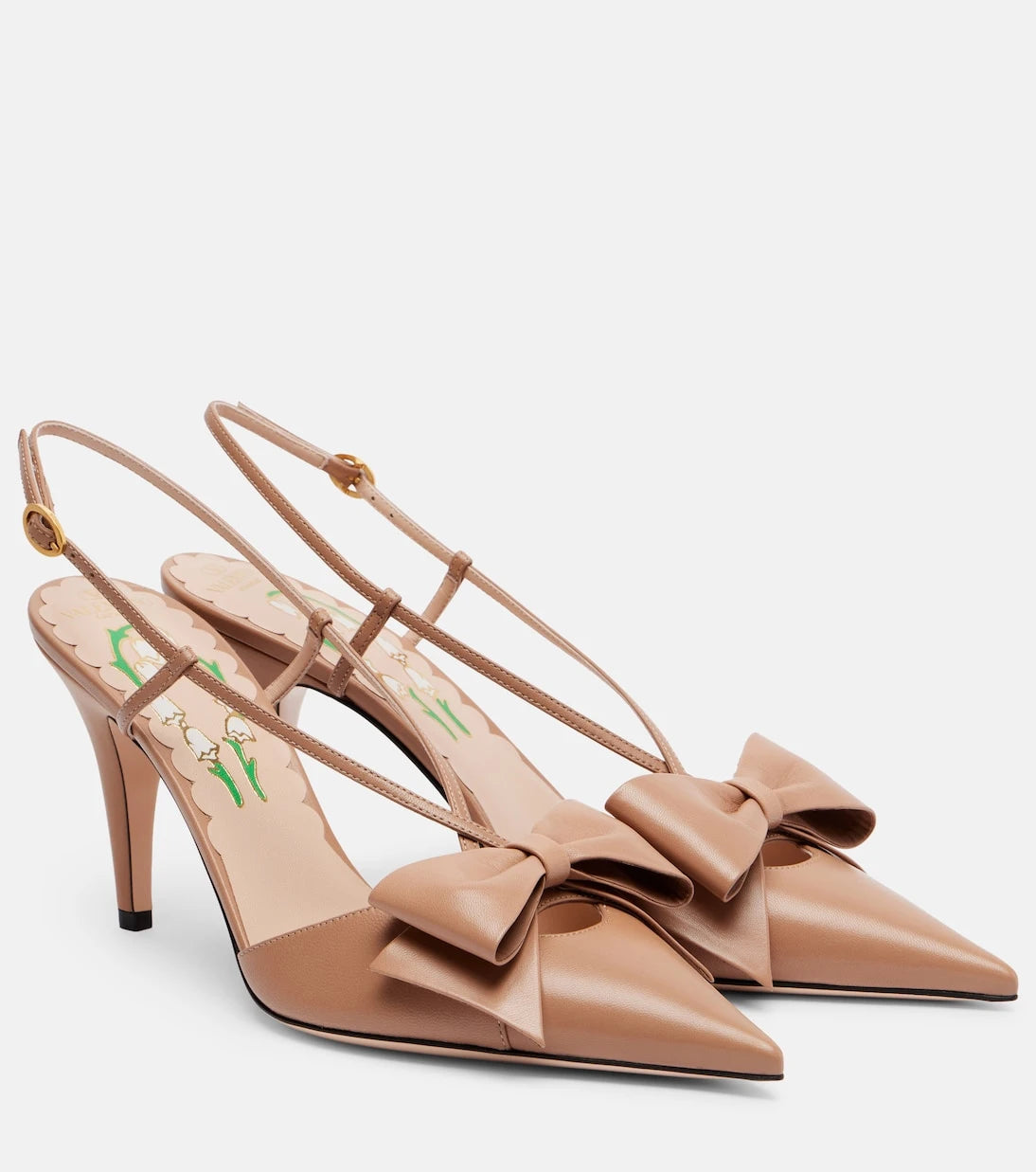 Valentino Garavani - Bowow 85 leather slingback pumps
